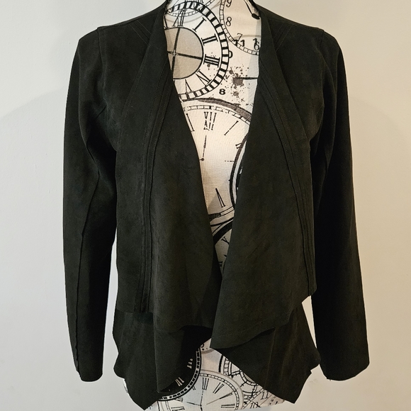 NWOT Naked Zebra faux suede drape open front jacket small - Picture 4 of 12